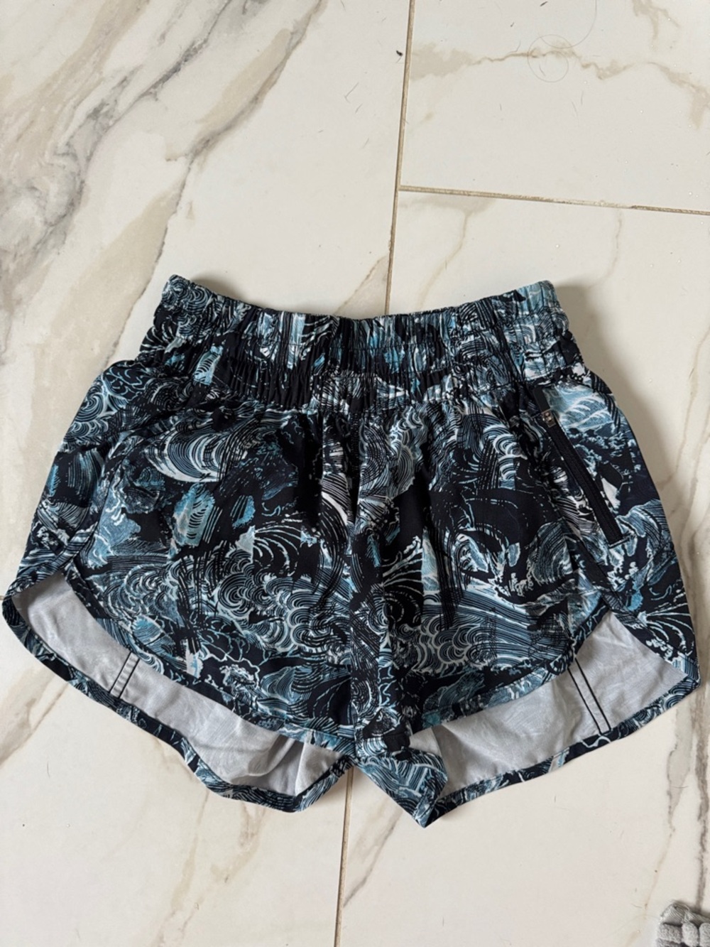lululemon athletica Black and Teal Patterned Athletic Shorts